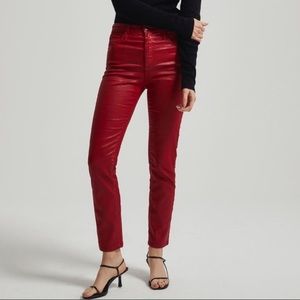 NWT AG The Isabelle Red High Rise Straight Crop Size 27